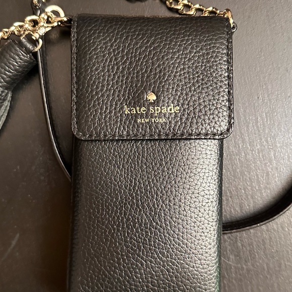 Kate Spade Phone Crossbody Black Pebbled Leather - Picture 1 of 5